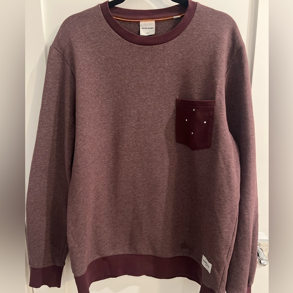 JACK&JONES burgundy Hex Pullover man Sweatshirt size Large. Size tag is missing